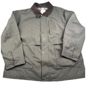Free Assembly Men's 2XL Olive Waxed Field Jacket Barn Coat Corduroy Plaid Collar